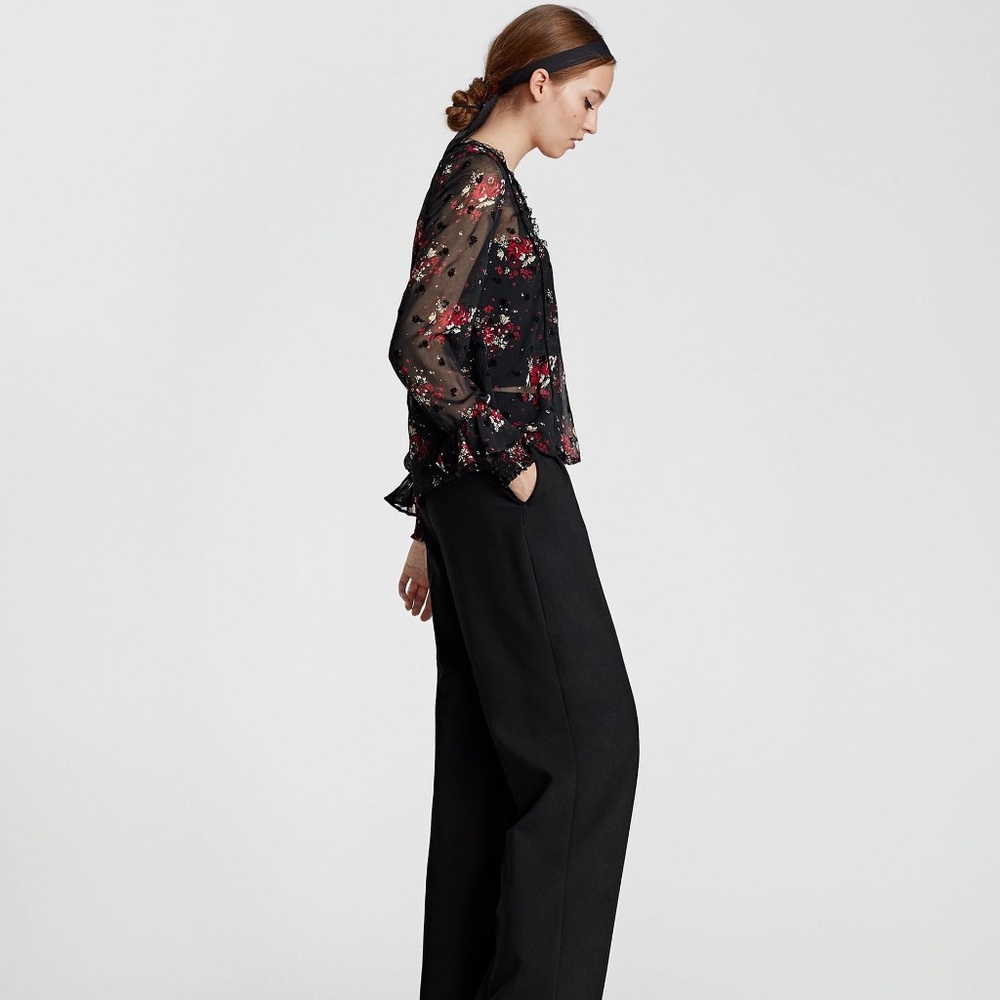 Zara SEMI-SHEER TOP WITH RUFFLE TRIMS - Picture 4 of 5